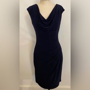 Ralph Lauren Navy Size 4 Sleeveless Classic Cowl Neck Shift Dress